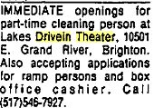 Lakes Drive-In Theatre - Help Wanted Ad 1960S (newer photo)